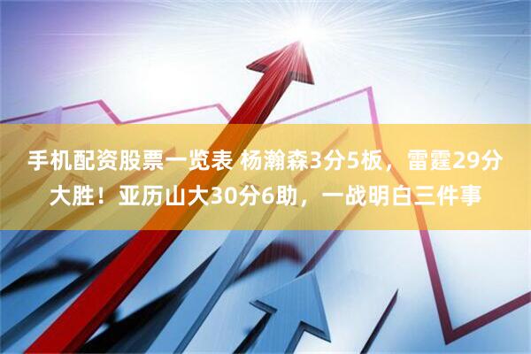 手机配资股票一览表 杨瀚森3分5板,雷霆29分大胜!亚历山大30分6助,一战明白三件事